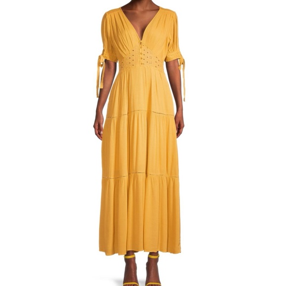 Saks Fifth Avenue Dresses & Skirts - Gold Boho Maxi Dress by Emmie Rose